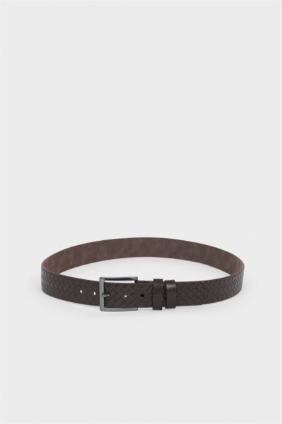 Erkek Dikdörtgen Toka Suni Deri Günlük Kemer