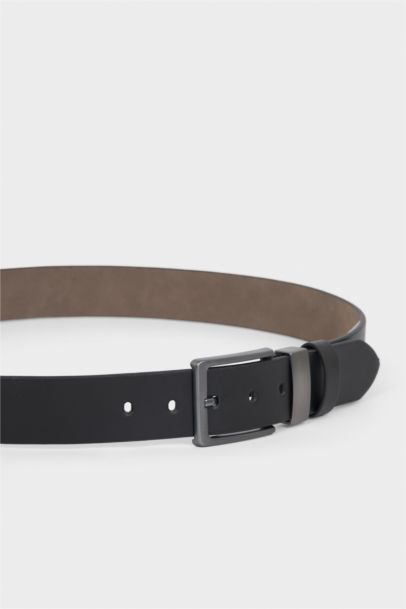 Erkek Dikdörtgen Toka Suni Deri Günlük Kemer