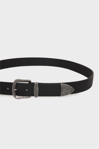 Erkek Dikdörtgen Toka Suni Deri Günlük Kemer