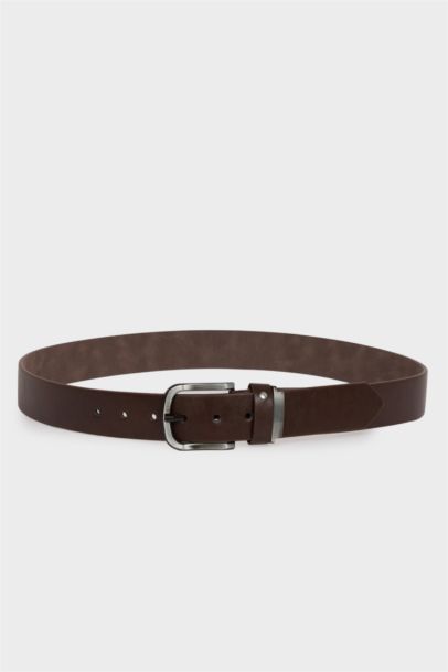 Erkek Dikdörtgen Toka Suni Deri Günlük Kemer