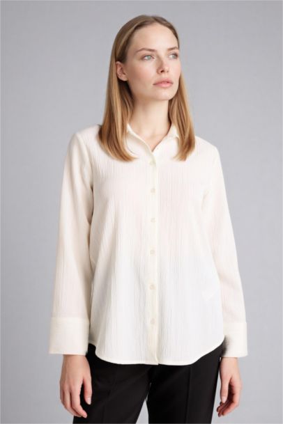 Regular Fıt Gofre Dokulu Gömlek
