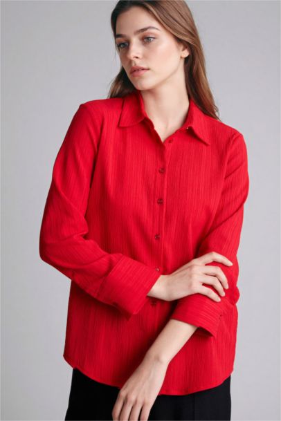 Regular Fit Shirt Collar Wowen Fabrics Long Sleeve Shirt