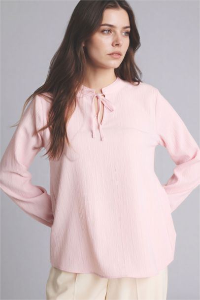 Regular Fit Crew Neck Long Sleeve Blouse