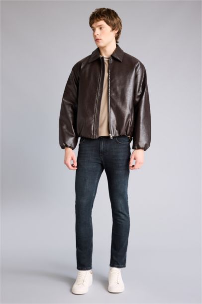 Boxy Fit Faux Leather Jacket