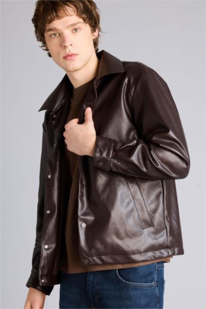 Regular Fit Faux Leather Jacket