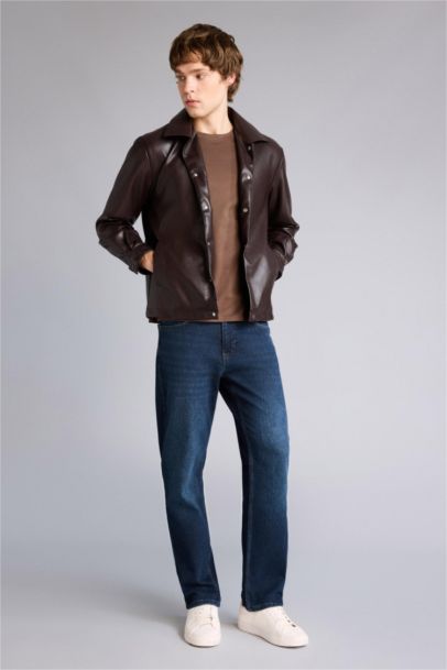 Regular Fit Faux Leather Jacket