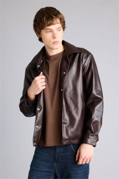 Regular Fit Faux Leather Jacket