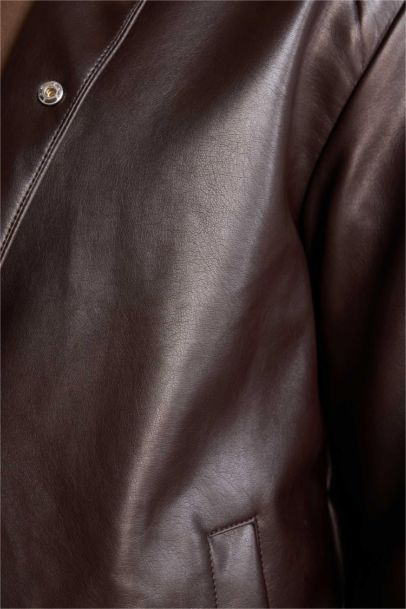 Regular Fit Faux Leather Jacket