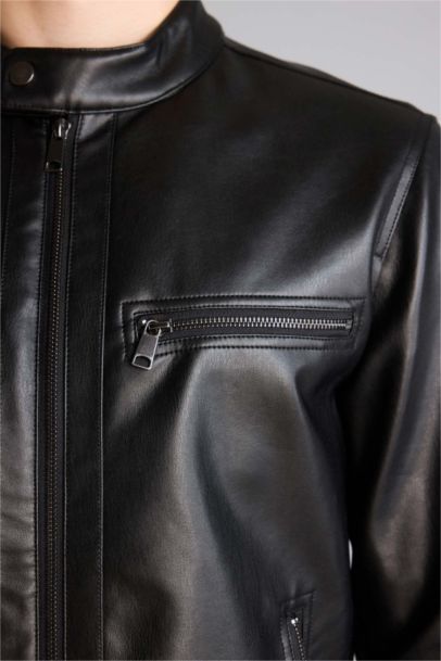 Slim Fit Faux Leather Jacket