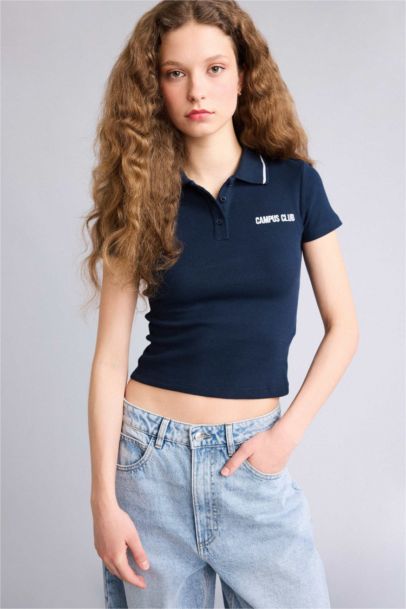 Fıtted Polo Yaka Ribana Tişört