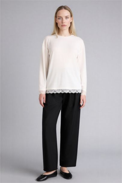 Relax Fıt Bisiklet Yaka Uzun Kollu Tişört