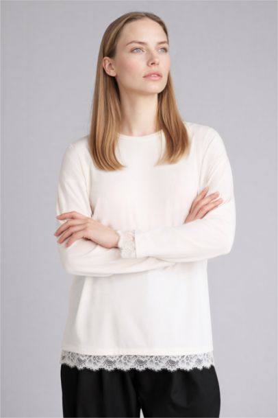 Relax Fıt Bisiklet Yaka Uzun Kollu Tişört