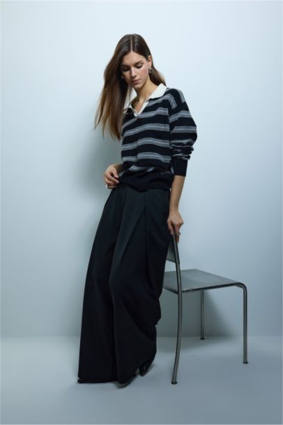 بلوز صوف مخطط اوفر سايز