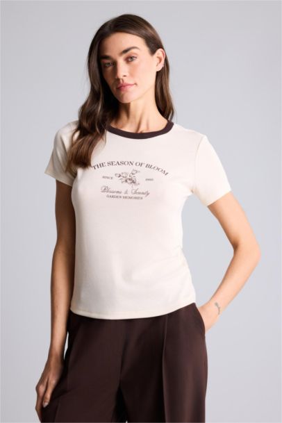 Regular Fıt Baskılı Ribana Tişört