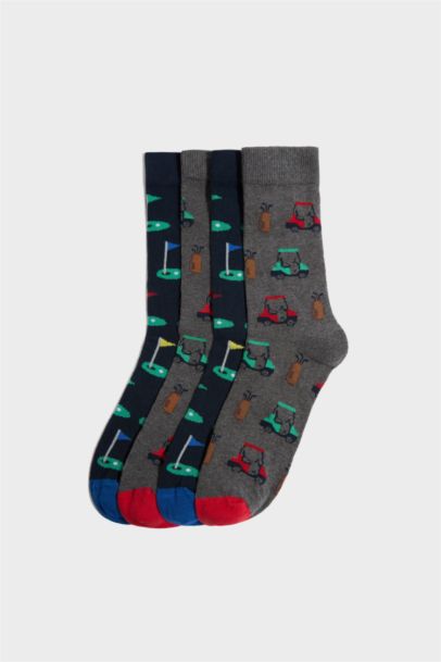 Dikişsiz 4'lü Pamuklu Uzun Çorap Erkek Çocuk