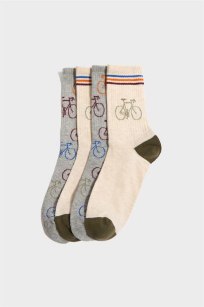 Dikişsiz 4'lü Pamuklu Uzun Çorap Erkek Çocuk