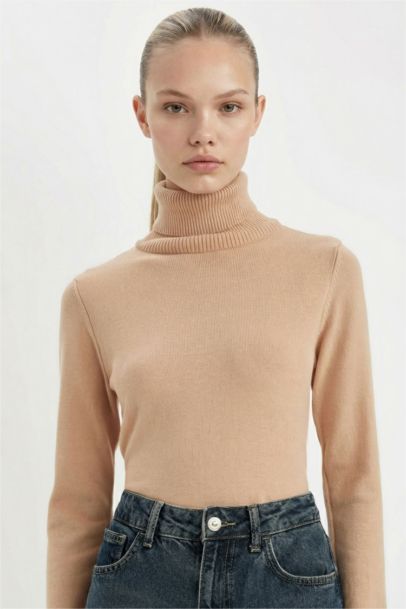 Regular Fit Turtleneck Basic Pullover