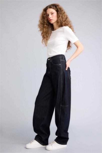 Baggy Fıt Yüksek Bel Uzun Jean Pantolon