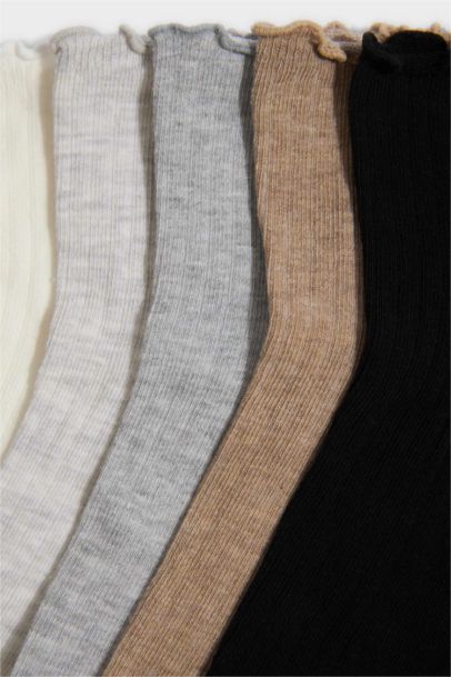 Kadın Fırfırlı 5'li Pamuklu Soket Çorap