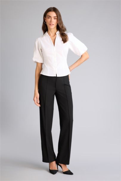 Wıde Leg Normal Bel Düz Paça Pantolon