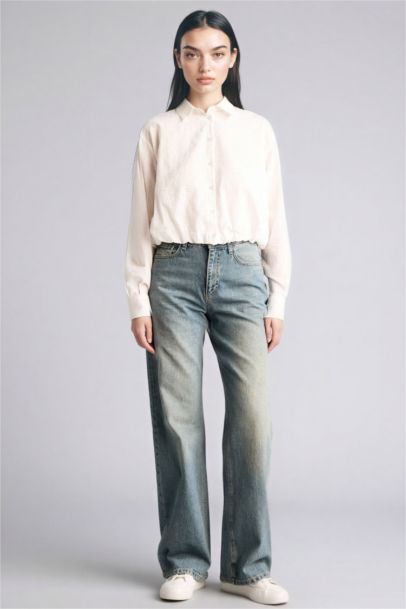 Oversize Fit Shirt Collar Cotton Long Sleeve Shirt