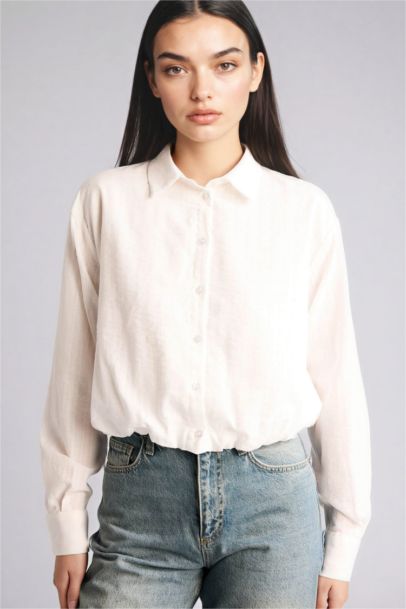 Oversize Fit Shirt Collar Cotton Long Sleeve Shirt
