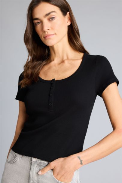 Regular Fıt Basıc Düz Fitilli Kaşkorse Kısa Kollu Tişört