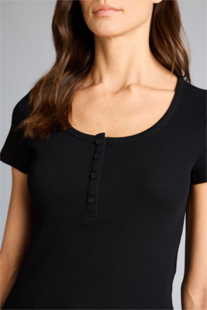 Regular Fıt Basıc Düz Fitilli Kaşkorse Kısa Kollu Tişört