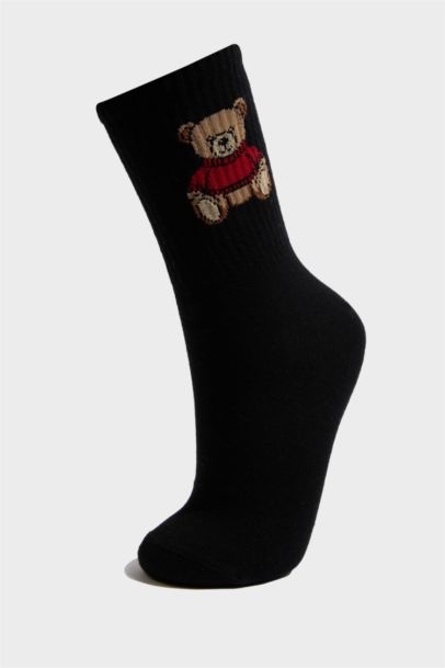 Kadın Ayıcıklı 2'li Pamuklu Uzun Çorap