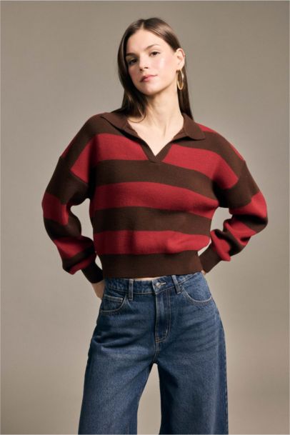 Oversıze Çizgili Kazak