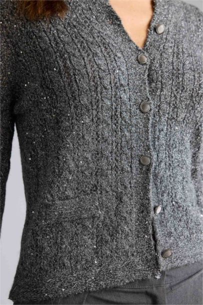 Regular Fıt Bisiklet Yaka Ajurlu Hırka