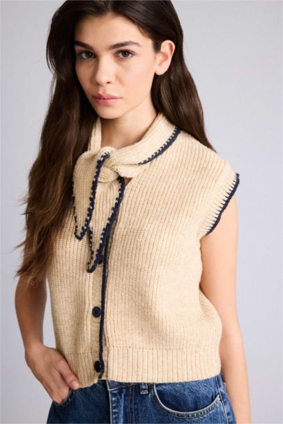 Regular Fit Shawl Collar Knitwear Vest
