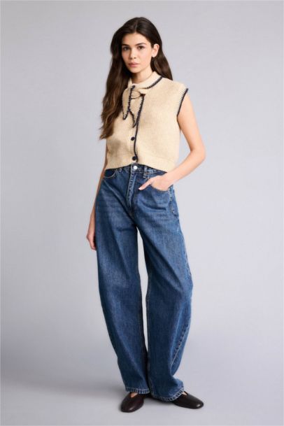 Regular Fit Shawl Collar Knitwear Vest