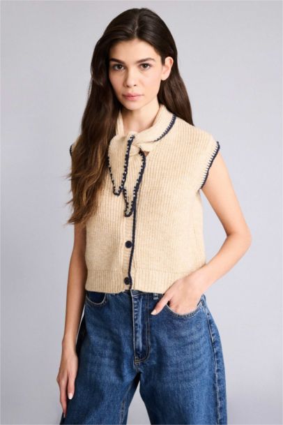 Regular Fit Shawl Collar Knitwear Vest