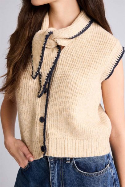 Regular Fit Shawl Collar Knitwear Vest