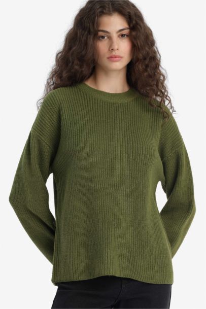 Pull basique en maille selanik à col rond Coupe régulière