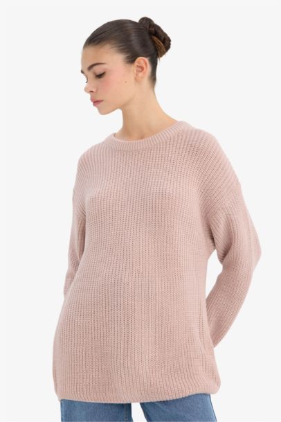 Regular Fit Bisiklet Yaka Selanik Kumaş Triko Kazak