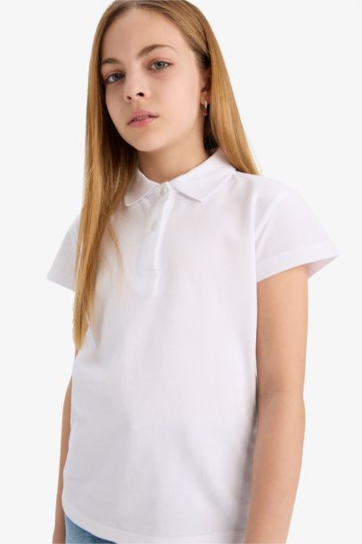 Girl Long Sleeve Cotton Basic Polo T-Shirt
