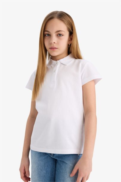 Girl Long Sleeve Cotton Basic Polo T-Shirt