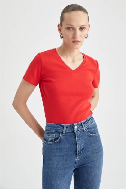 Slim Fit V Neck Short Sleeve T-Shirt