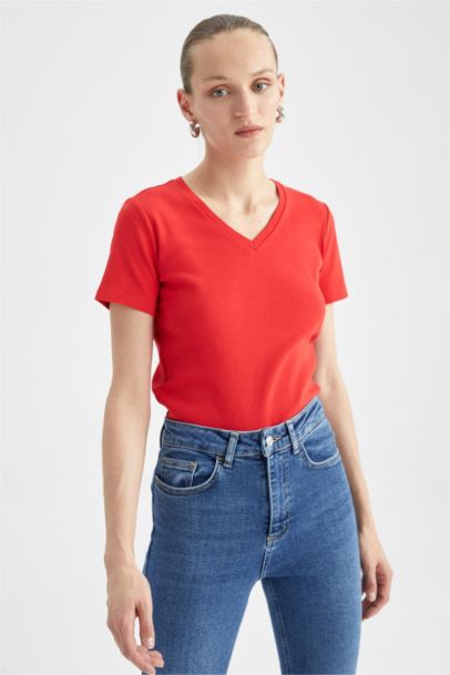 Slim Fit V Neck Short Sleeve T-Shirt