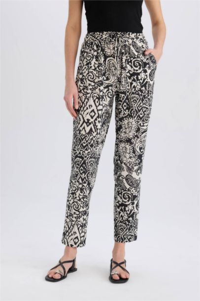 Pantalon Harem taille haute en viscose avec poches