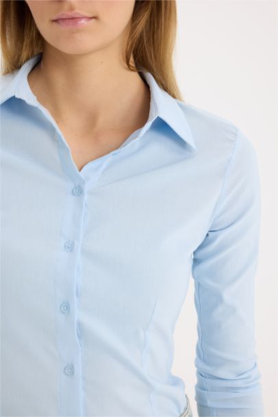 Regular Fit Basic Düz Bengalin Uzun Kollu Gömlek