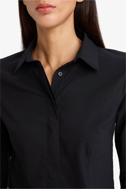 Slim Fit Shirt Collar Long Sleeve Shirt