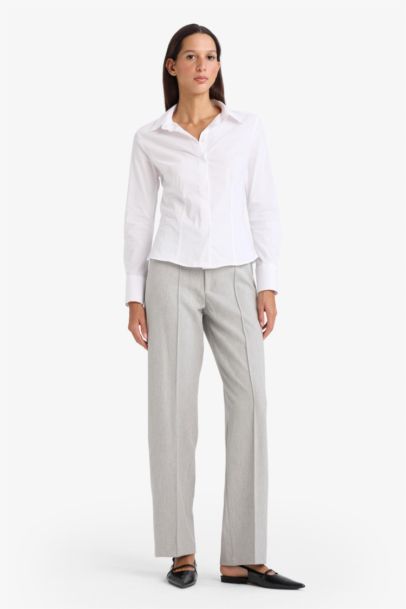 Slim Fit Shirt Collar Long Sleeve Shirt