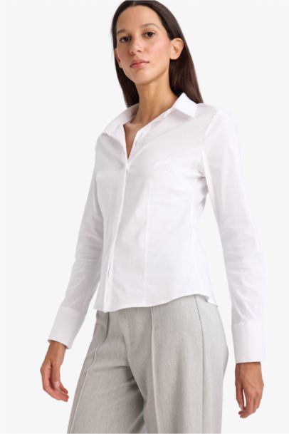 Slim Fit Shirt Collar Long Sleeve Shirt