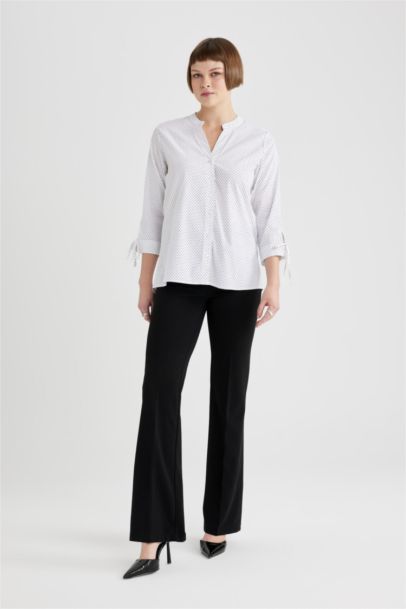 Fitted Open Collar Striped Half Sleeve Shirt