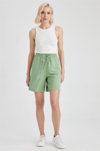 High Waist Short Leg Viscose Shorts