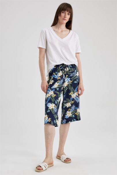 Viscose High Waist Crop Fit Capri