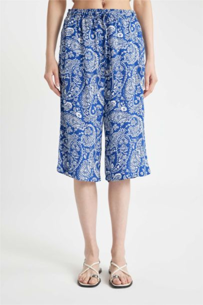 Patterned High Waist Viscose Capri